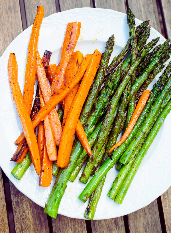roasted carrots and asparagus